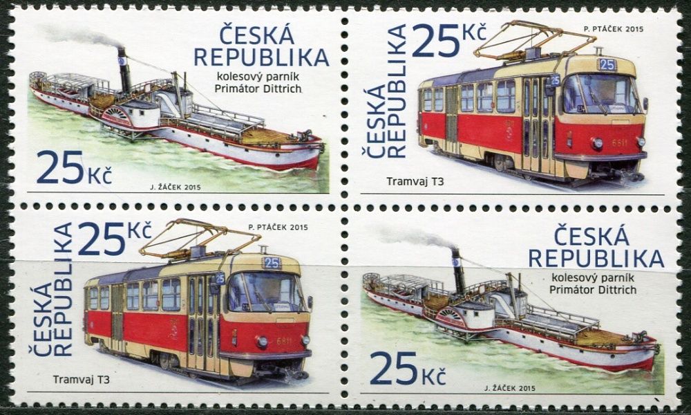 (2015) č. 861-862 ** - Česká republika - Tramvaj T3 + kolesový parník