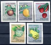 (1964) MiNr. 334 - 338 U * - Schnitt - Nordvietnam - tropische Früchte
