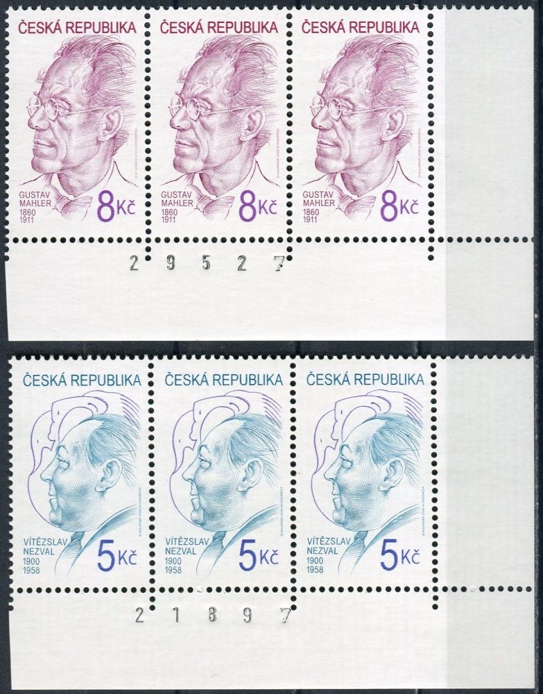 (2000) č. 256-257 ** - ČR - 3-bl - OSOBNOSTI (V. Nezval + G. Mahler) - Č.A.