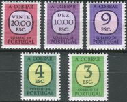 (1975) MiNr. 80 - 84 ** - Portugal - Portomarken - Zahlen im gerundeten Quadrat