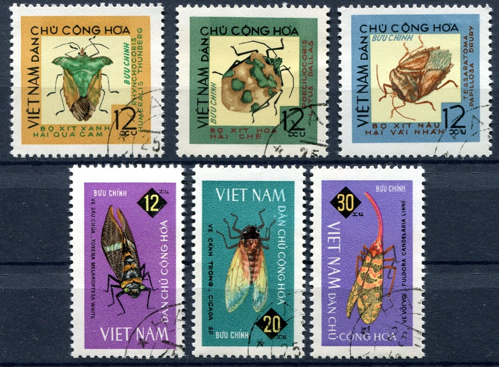 (1965) MiNr. 379 - 384 - O - Severní Vietnam - Hmyz