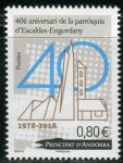(2018) MiNr. 836 ** - Andorra (Fr.) - 40 Jahre Pfarrei Escaldes-Engordany