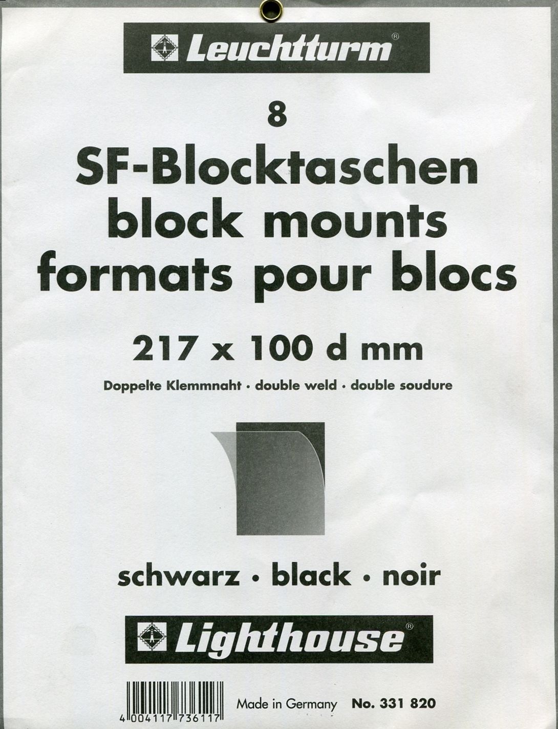 Hawidky blok 217 x 100 d mm, černé, 8 ks