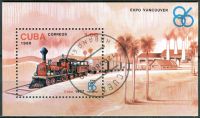 (1986) MiNr. 3023 - Block 95 - O - Kuba - Sonderausstellung EXPO ’86, Vancouver: Lokomotiven
