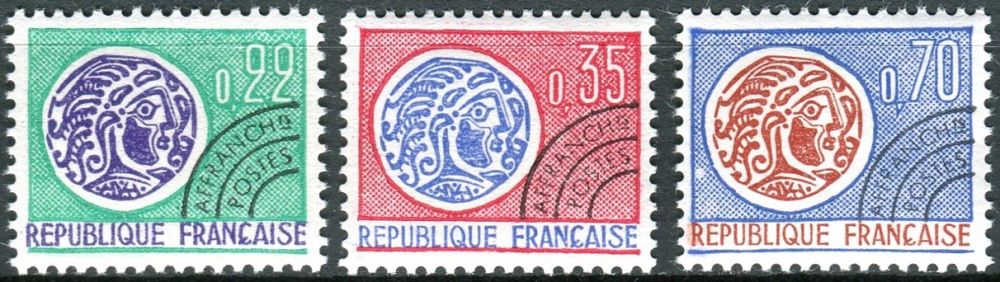 (1969) MiNr. 1656 - 1658 ** - Francie - Poštovní známky s předčasným zrušením: keltská mince