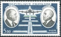 (1971) MiNr. 1746 ** - Frankreich - Didier Daurat und Raymond Vanier - Flugpioniere; landendes Flugz