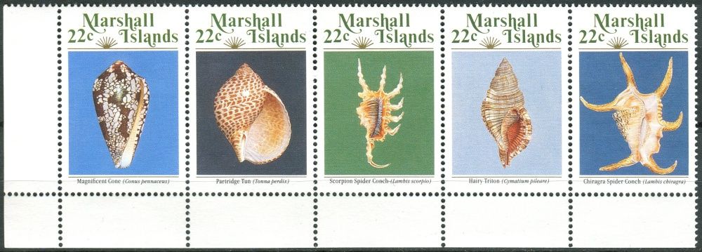 (1987) MiNr. 134 - 138 ** - Marshallovy ostrovy - 5-pá - mořští plži 