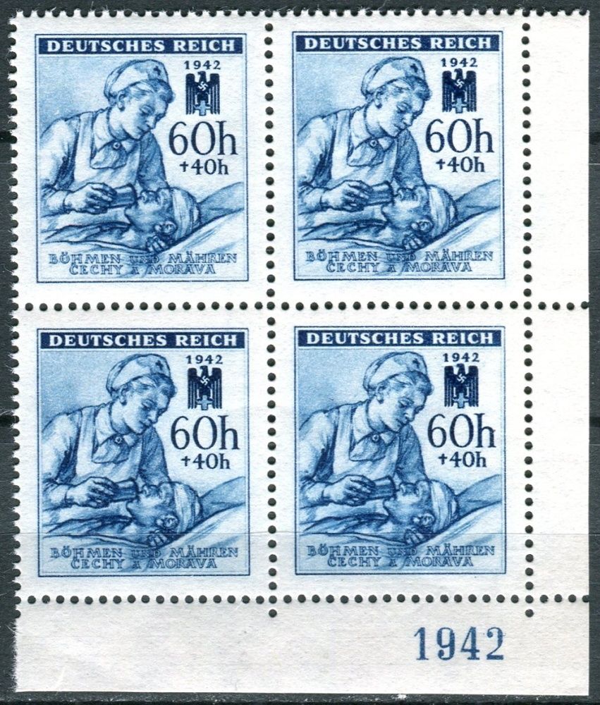 (1942) MiNr. 111 ** - B.u.M. - 4-er - Deutsch Roten Kreuz (III) - "1942"