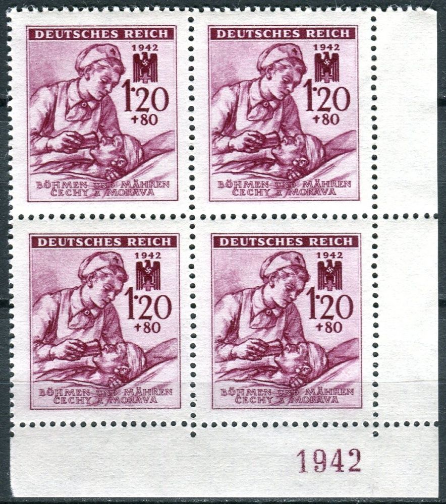 (1942) MiNr. 112 ** - B.u.M. - 4-er - "1942" - Deutsch Roten Kreuz (III)