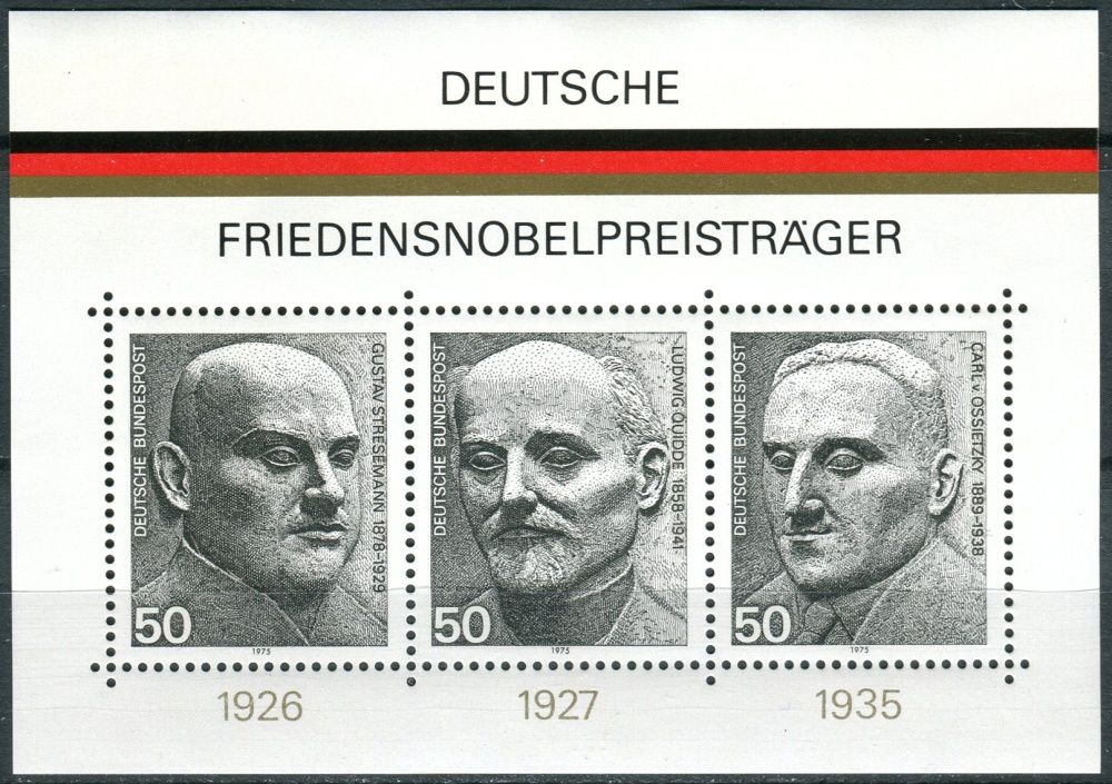 (1975) MiNr. 871 - 873 ** - Německo - BLOCK 11 - Němečtí laureáti Nobelovy ceny za mír