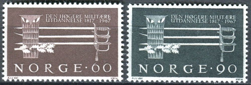 (1967) MiNr. 553 - 554 ** - Norsko - 150 let vojenské akademie