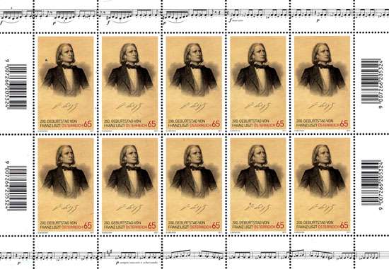 (2011) Nr. 2910 ** - Österreich - KLB. - 200. Geburtstag von Franz Liszt