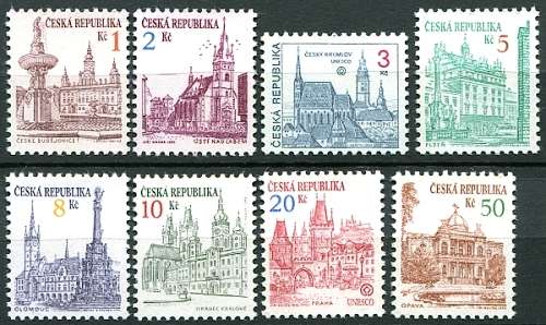 (1993) MiNr. 12-19 ** - Tschechische Republik - Städtebau (Briefmarken - Serie)