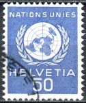 (1959) MiNr. 30 O - Schweiz - UNO - Plastik und UNO-Emblem