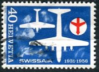 (1956) MiNr. 626 - O - Švýcarsko - 25 roků společnosti Swissair