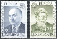 (1980) MiNr. 1009 - 1010 - ** - Lucembursko - Europa: Významné osobnosti - Jean Monnet, sv. Benedikt z Nursie