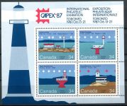 (1985) MiNr. 972 - 975 **, Block 4 - Kanada - Briefmarken: Leuchttürme, CAPEX '87, Toronto.