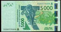 CFA- Pobřeží slonoviny (A) - (P ) 5000 Franks (2022) - UNC
