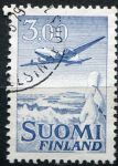 (1963) MiNr. 579y - O - Finnland - Douglas DC-6 Flugzeug über Winterlandschaft