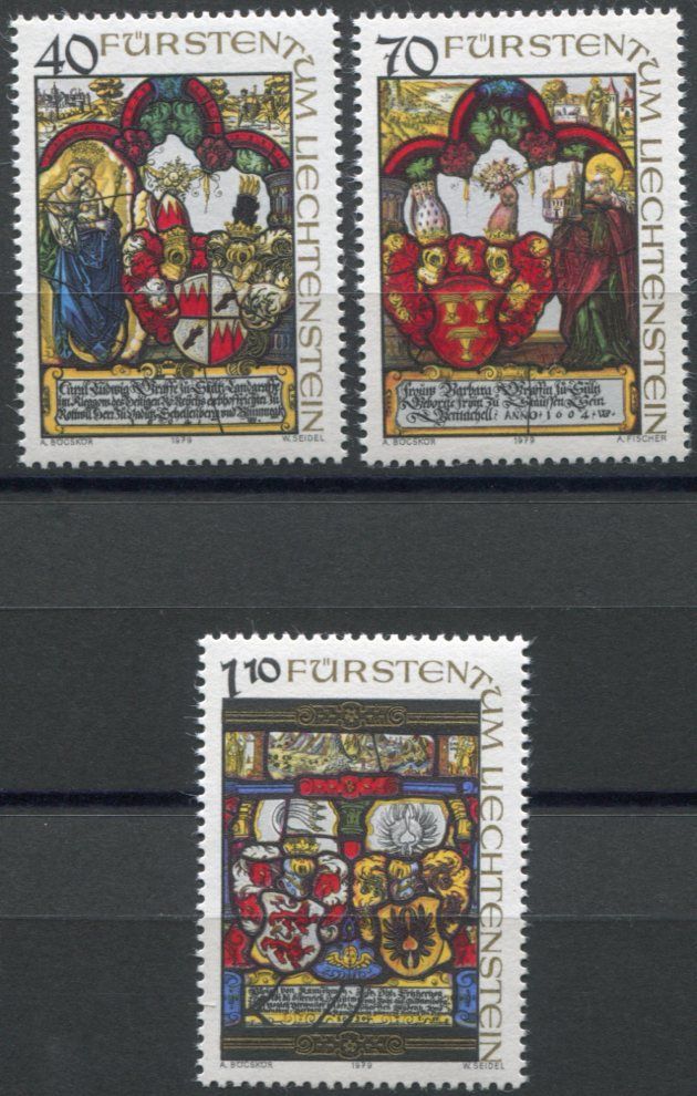 (1979) Mi.Nr. 731 - 733 ** - Lichtenštejnsko - Erbové okenní tabule