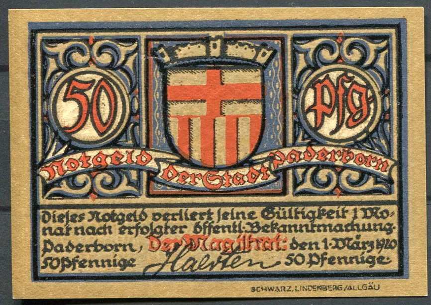 (1920) Paderborn - 50 Pfening (UNC)