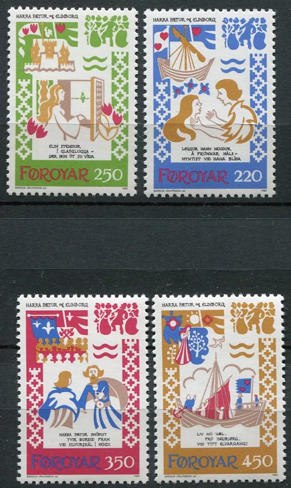 (1982) MiNr. 75 - 78 ** - Faerské ostrovy - Středověké taneční písně (I)