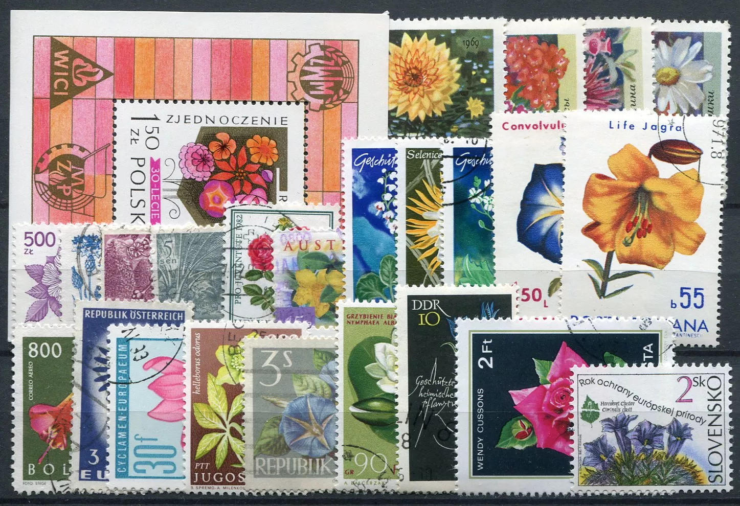 Paket von Briefmarken - FLORA - 25 Stück