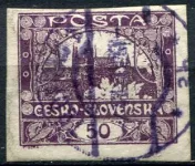 (1918) MiNr. 19 - O - Tschechoslowakei - Stempel: Hradčany 50 h - dunkelviolett