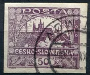 (1918) MiNr. 19 - O - Tschechoslowakei - Stempel: Hradčany 50 h - dunkelviolett