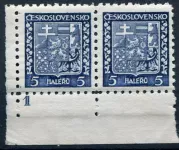 (1931) MiNr.  277 ** (sp + dč 1) - Tschechoslowakei - Staatswappen
