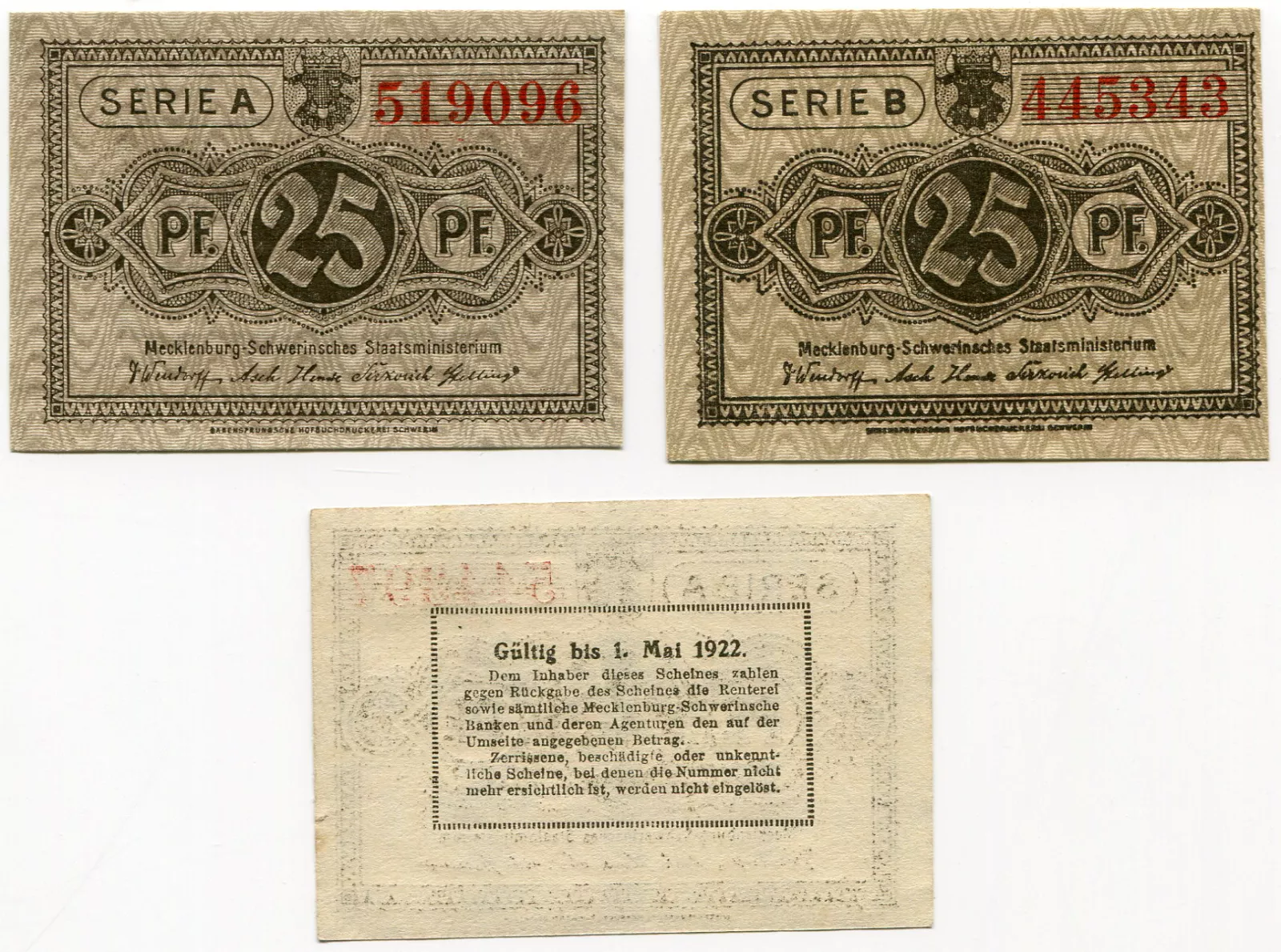 (1922) Mecklenburg-Schwerin - 25 Pfening (UNC)