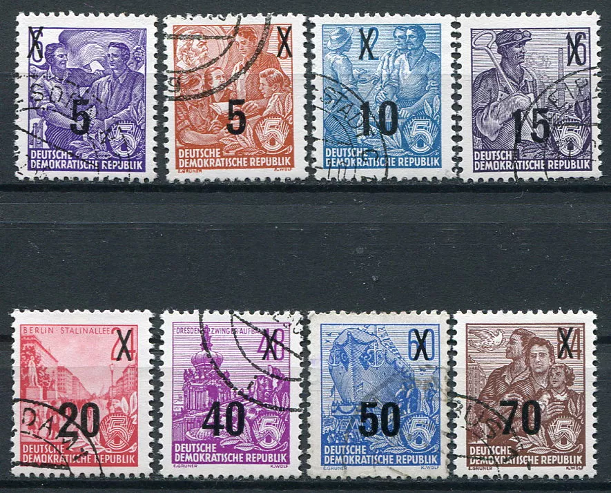 (1954) MiNr. 435 - 442 - O - DDR - Erster Fünfjahresplan - Nachdruck