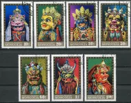 (1971) MiNr. 633 - 639 - O - Mongolei - Tanzmasken (1971) MiNr. 633 - 639 - O - Mongolsko - Taneční masky