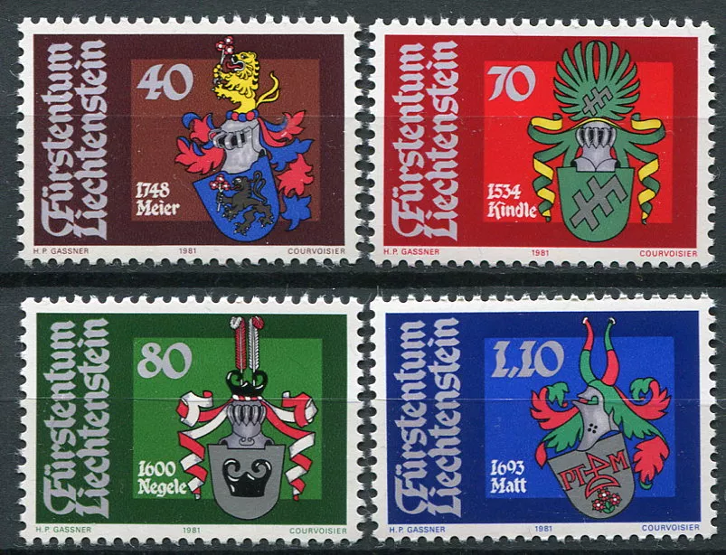 (1981) MiNr. 766 - 769 ** - Liechtenstein - Wappen (1981) MiNr. 766 - 769 ** - Lichtenštejnsko - Erby