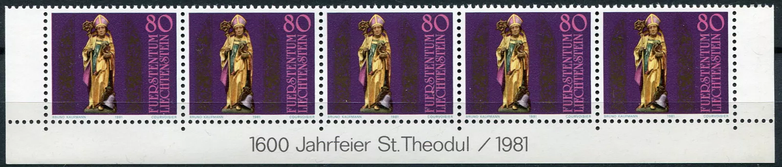 (1981) MiNr. 775 ** (5-er) - Liechtenstein - Bischof Theodor (Theodule) (1981) MiNr. 775 ** (5-pá) - Lichtenštejnsko - biskup Theodor