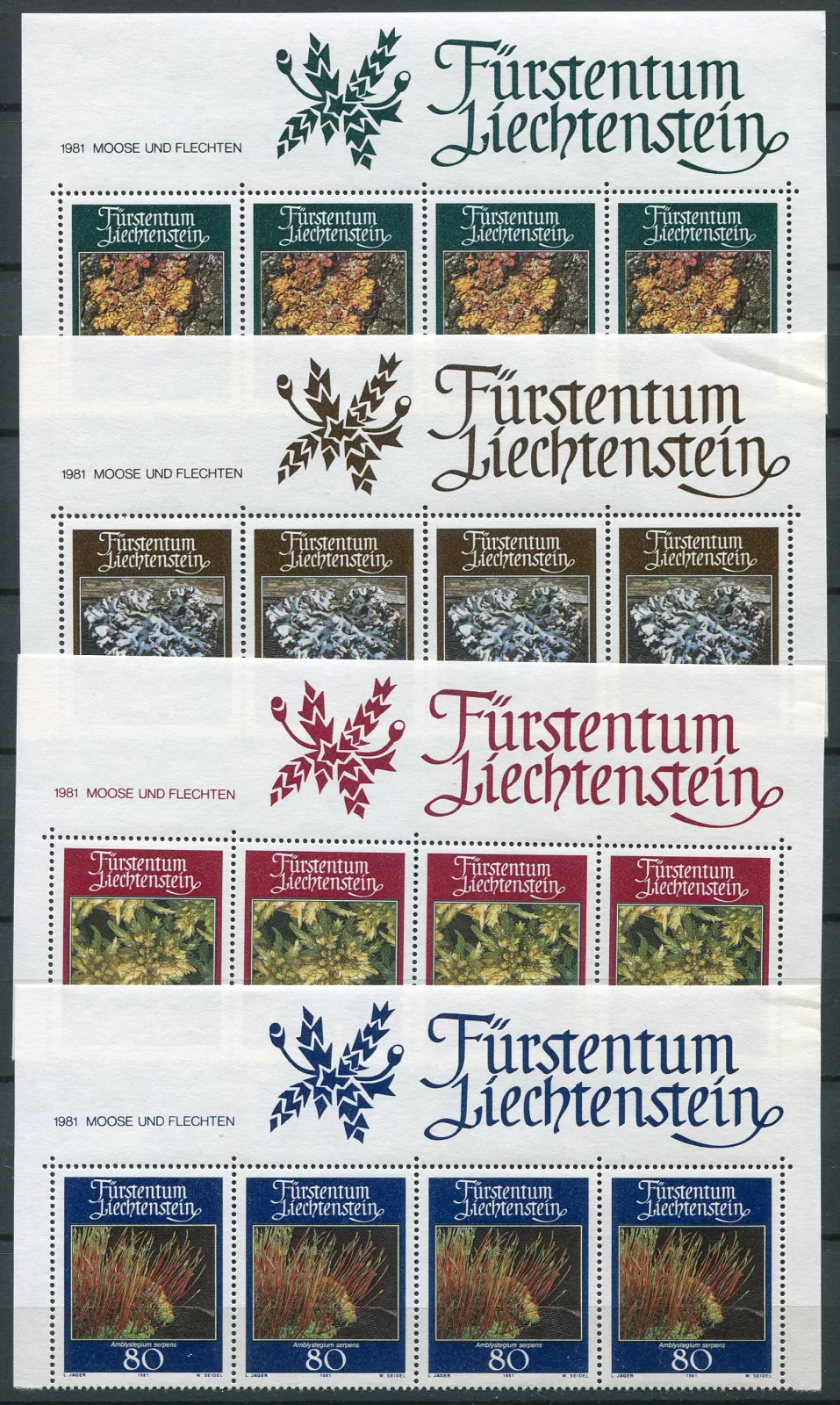 (1981) MiNr. 776 - 779 ** (4-pá) - Lichtenštejnsko - Mechy a lišejníky