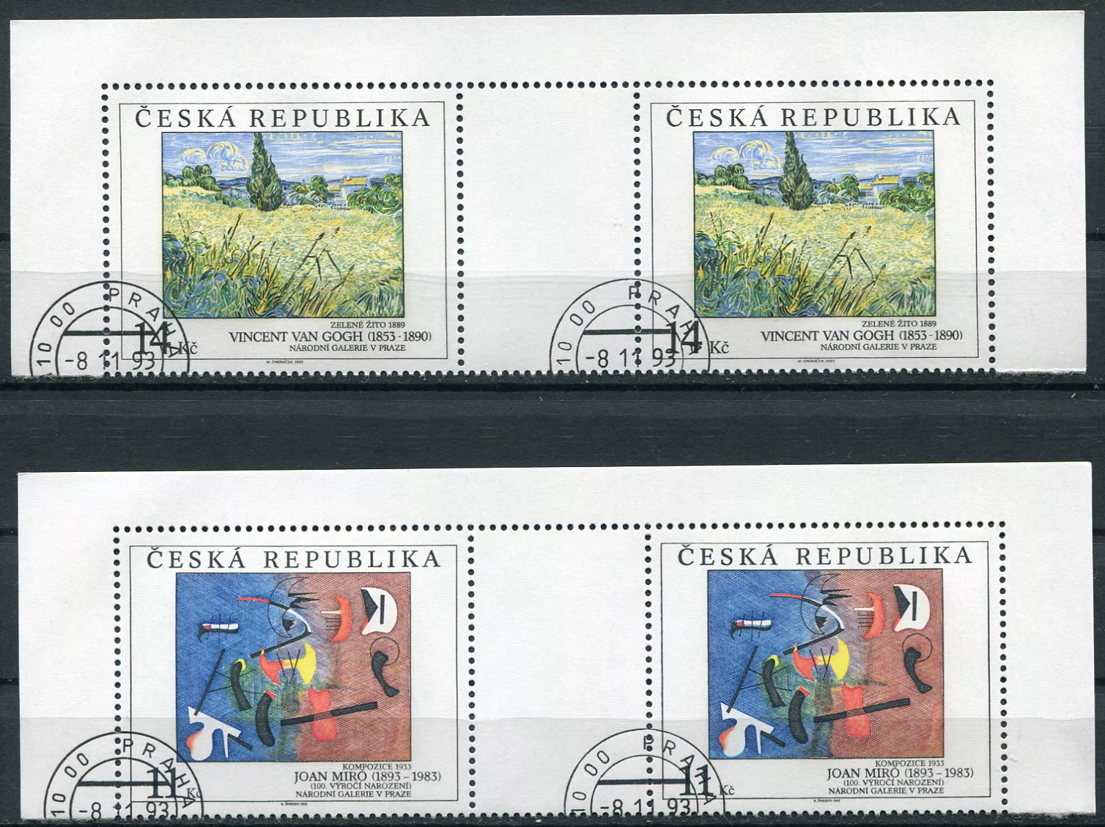(1993) MiNr. 26 + 27 (L6) - O - Tschechische Republik - Kunst (1993)