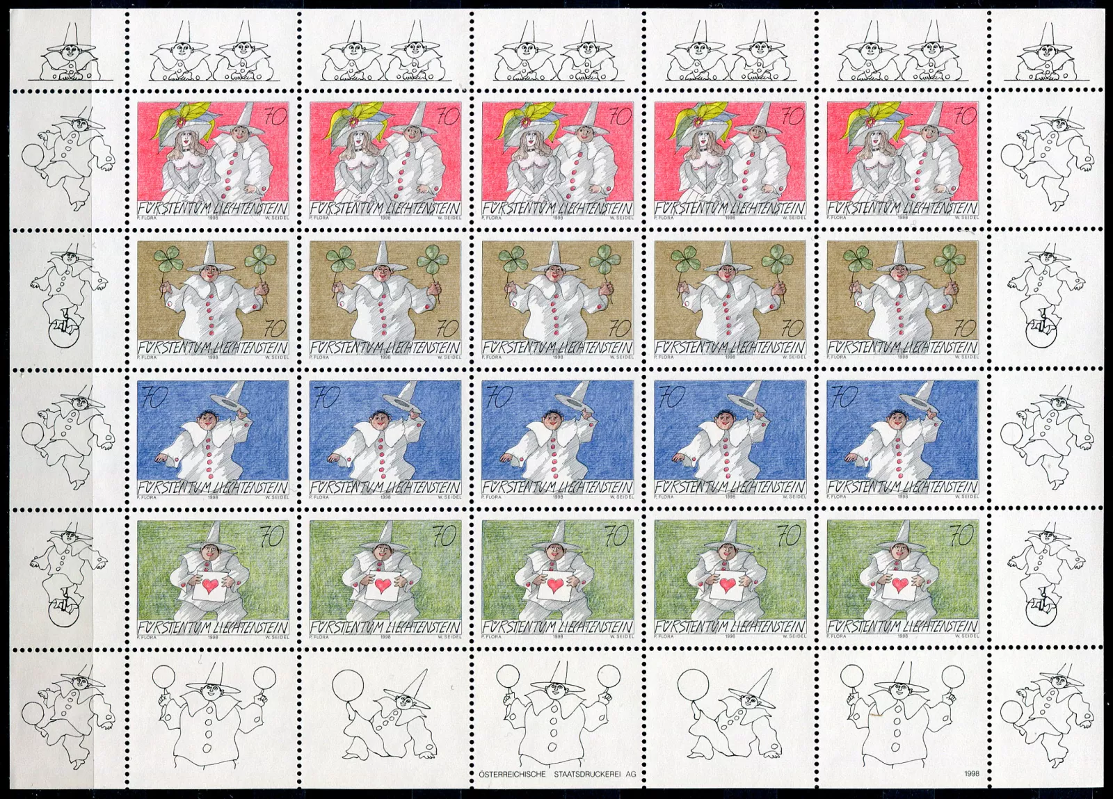 (1998) MiNr. 1173 - 1176 ** - Liechtenstein - Presseblatt - Freude am Briefverkehr (1998) MiNr. 1173 - 1176 ** - Lichtenštejnsko - tiskový list - Radost z dopisů