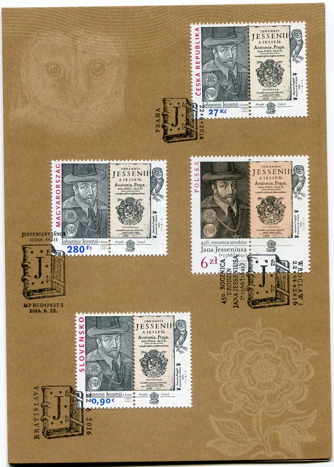 (2016) MiNr. 5841 (PAL) - Maďarská pošta - společná emise Jan Jessenius